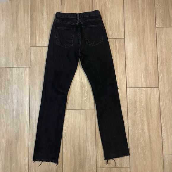 AGOLDE Cherie Jeans Women 24 Black Distressed High Rise Straight Leg USA - Picture 2 of 14